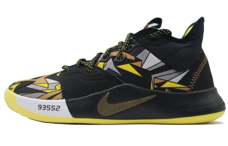 Nike PG 3 Mamba Mentality Mamba OG style comfortable lace-up versatile mid-top practical basketball shoes men's black and yellow