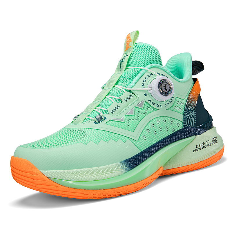 ANDEZHANMUSI Cushioning Low top Basketball Shoes Men’s Ice Emerald Green