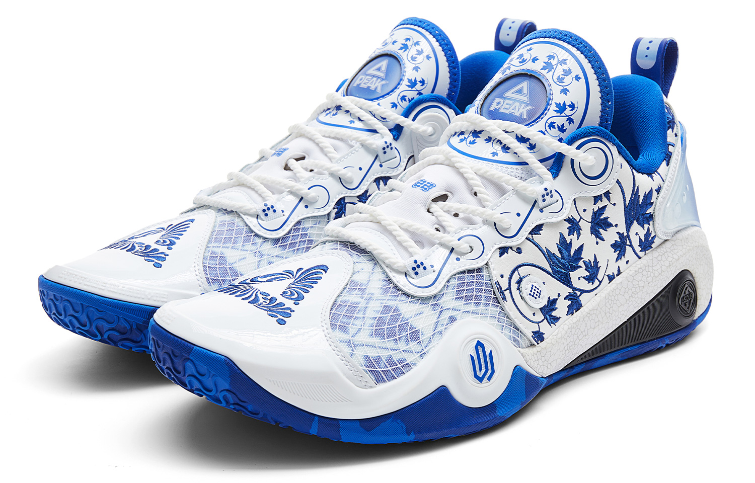 PEAK Wiggins AW3 Basketball Shoes Men’s Low Top All White Bright Blue