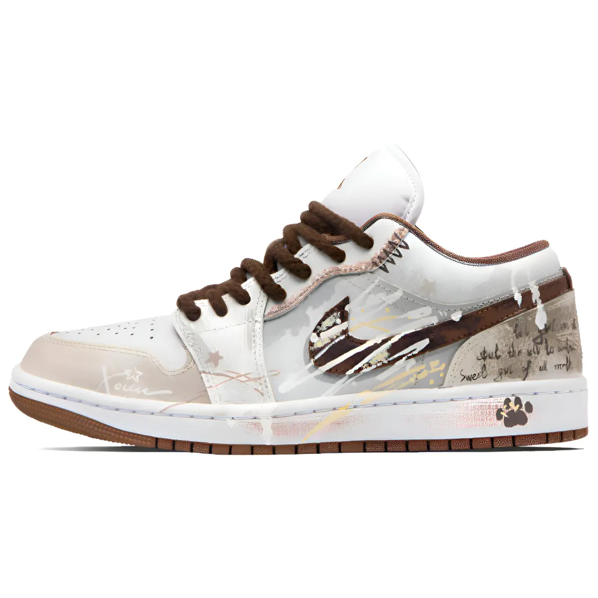 Jordan Air Jordan 1 Abrasion Resistant Abrasion Resistant Low top Vintage Basketball Shoes Unisex Gray Brown