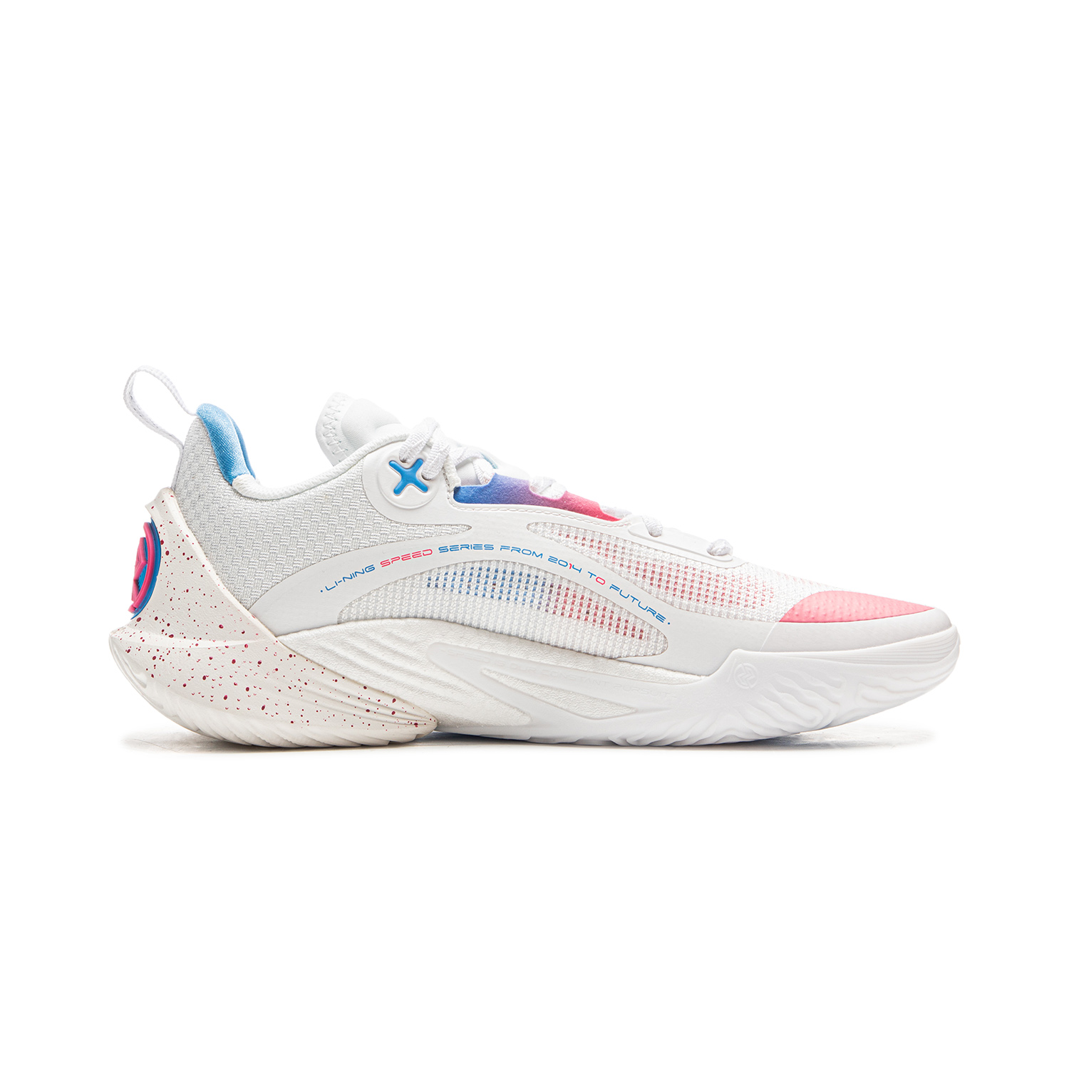 Li Ning Speed 10 Cushioning Slip Resistant Abrasion Resistant Breathable Low top Basketball Shoes Men’s White Pink Blue