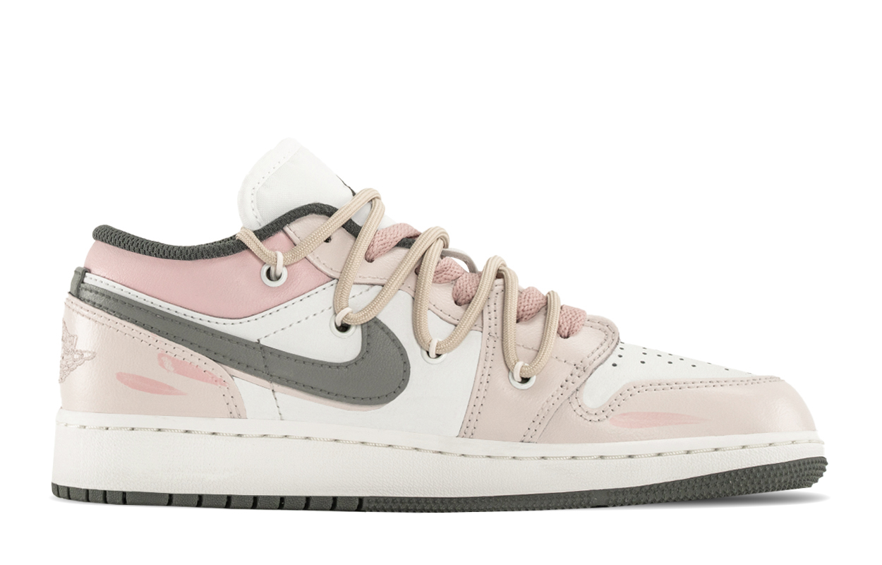 Jordan Air Jordan 1 Low top Vintage Basketball Shoes GS Gray Pink