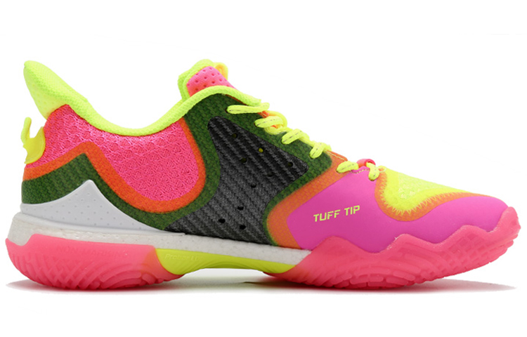 Li Ning Battle Halberd Cushioning Slip Resistant Abrasion Resistant Low top Badminton Shoes Men’s Pink Yellow Green