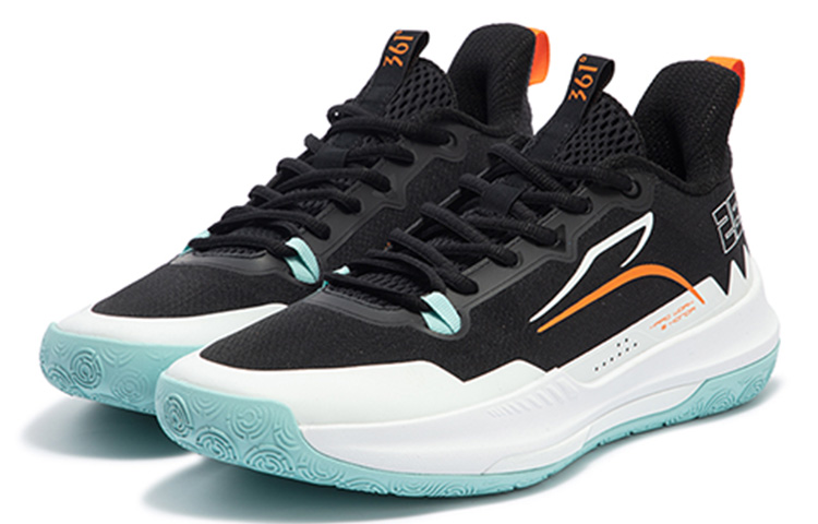 361° DVD Team Black White Game Ready Cushioning Slip Resistant Abrasion Resistant Breathable Low top Basketball Shoes