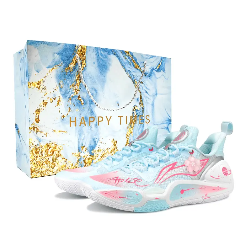 Li Ning Speed 9 Cushioning Slip Resistant Abrasion Resistant Low top Basketball Shoes Men's Blue Pink