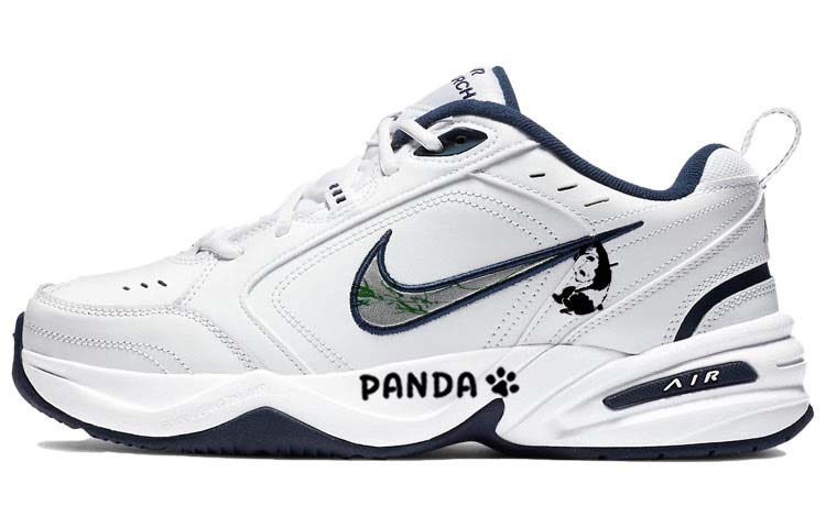 Nike Air Monarch 4 Textile, Leather Slip Resistant Abrasion Resistant Low top Chunky Sneakers Unisex Blue White