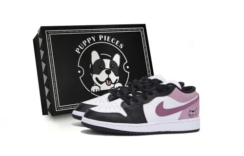 Jordan Air Jordan 1 Abrasion Resistant Low top Vintage Basketball Shoes Men's Black Pink