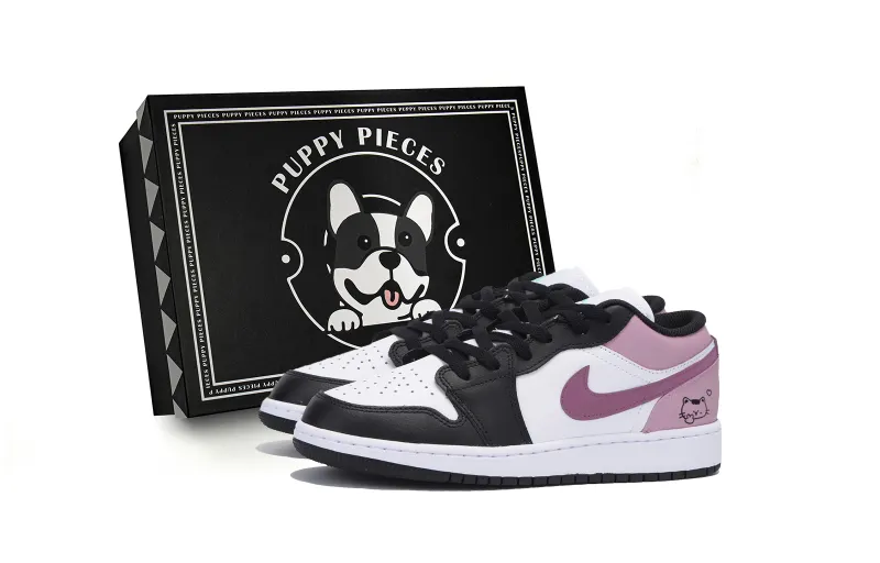Jordan Air Jordan 1 Abrasion Resistant Low top Vintage Basketball Shoes Men's Black Pink