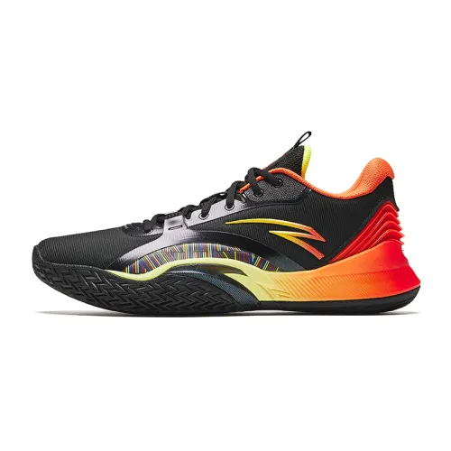 Anta Slip Resistant Abrasion Resistant Low top Basketball Shoes Men's Black Orange