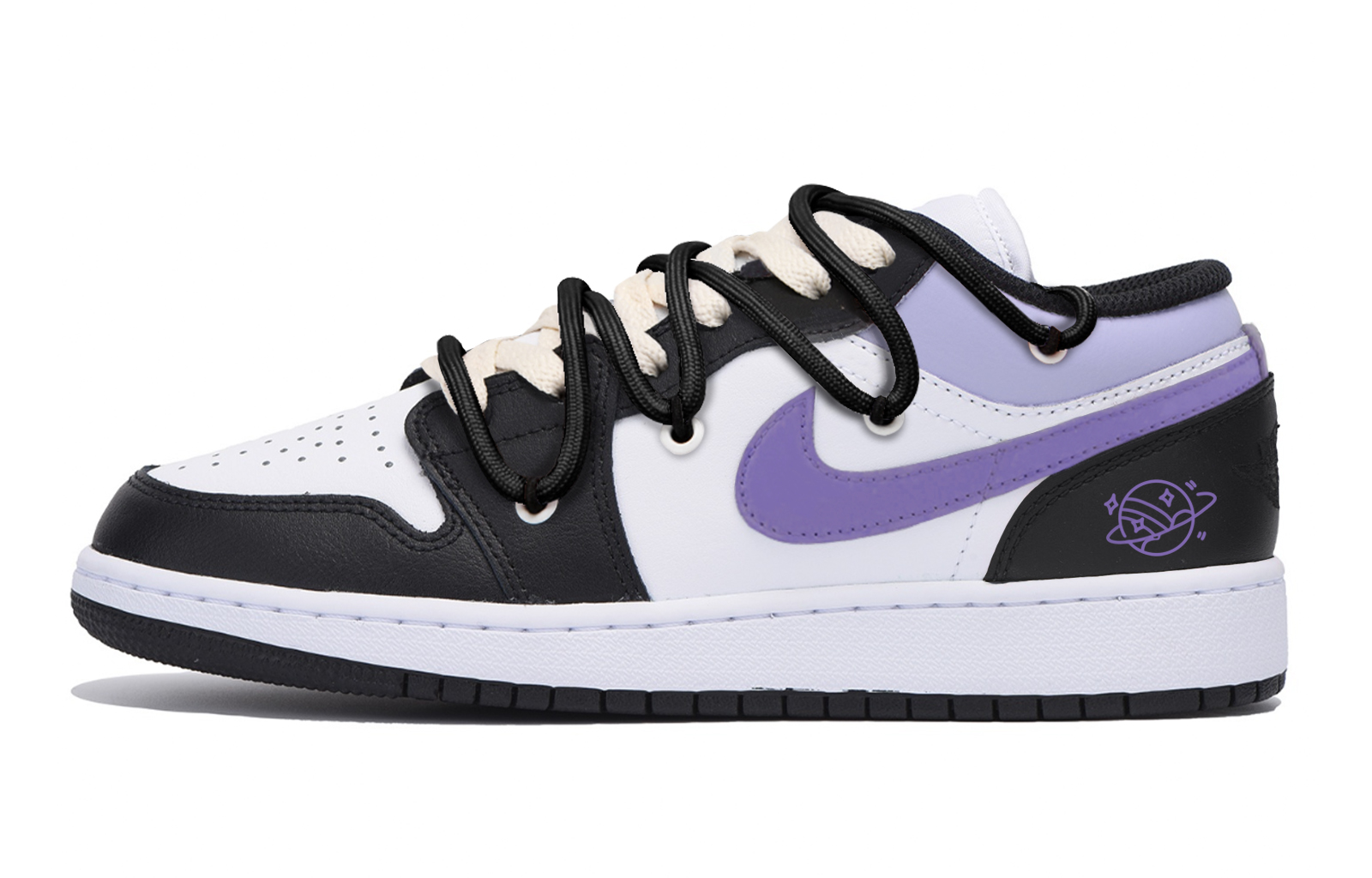 Jordan Air Jordan 1 Abrasion Resistant Low top Vintage Basketball Shoes Men’s Black Purple White
