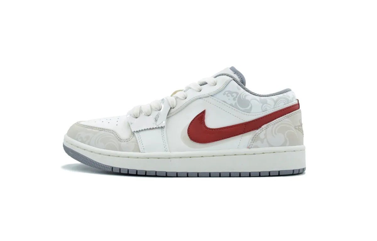 Jordan Air Jordan 1 Stealth And White Angelica Dahurica Low top Vintage Basketball Shoes Men's White Gray