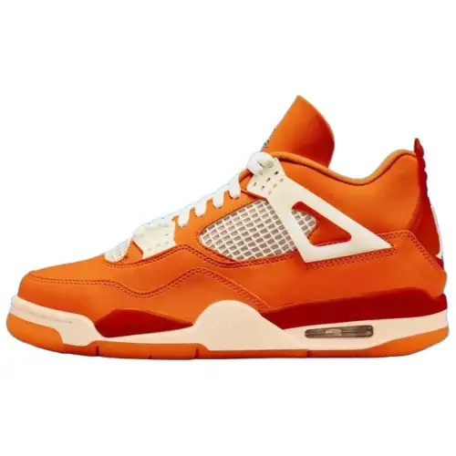 Jordan Air Jordan 4 Slip Resistant Abrasion Resistant Cushioning Mid top Vintage Basketball Shoes Men's Orange