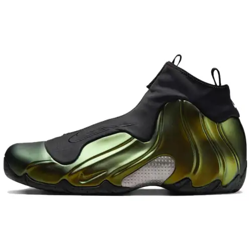 Nike Air Flightposite “Metallic Gold” Comfortable and Versatile Wear-Resistant Mid-top Retro Basketball Shoes Men’s Black Green