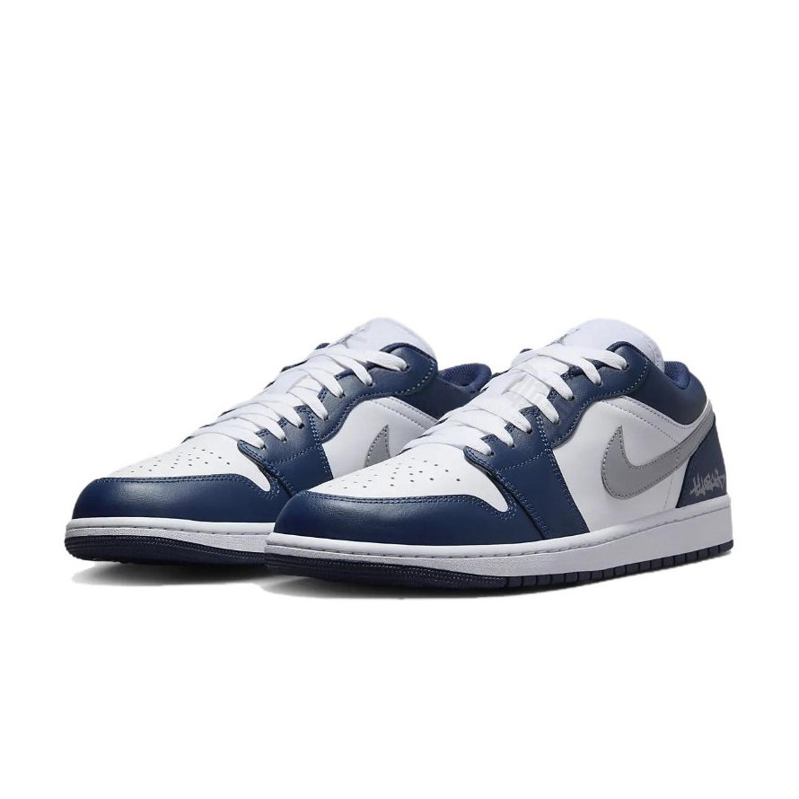 Jordan Air Jordan 1 Abrasion Resistant Low top Vintage Basketball Shoes Unisex Blue White