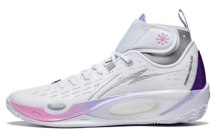 LiNing Li Ning 808 2 ULTRA Ultra Comfortable and Versatile Wear-Resistant and Breathable Mid-top Basketball Shoes Men's White Bad Purple