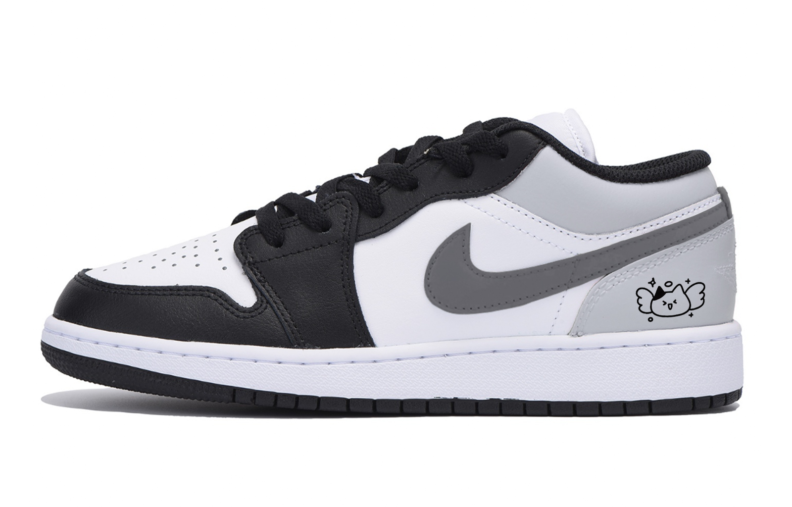 Jordan Air Jordan 1 Puppy Fragment Slip Resistant Abrasion Resistant Low top Vintage Basketball Shoes Men's Dark Gray