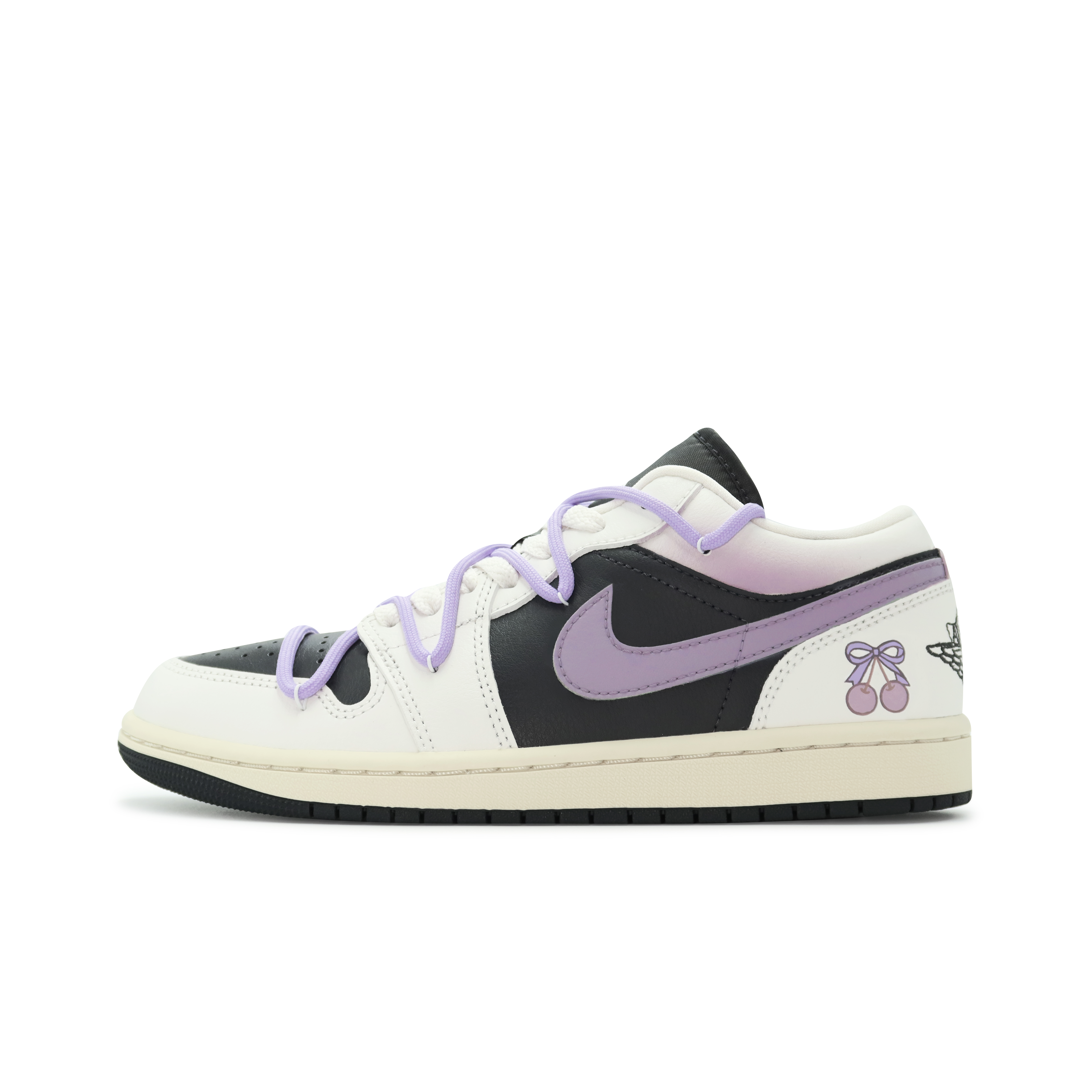 Jordan Air Jordan 1 Low Abrasion Resistant Breathable Cushioning Low top Vintage Basketball Shoes Women’s Black Purple