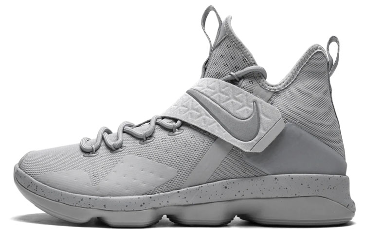 Nike Lebron 14 Reflect Silver round toe lace-up, synthetic leather, shock-absorbing, non-slip, wear-resistant and lightweight, mid-top practical basketball shoes, same style for men and women, gray