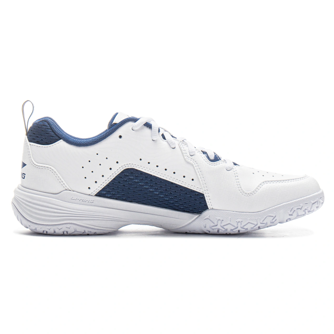 Li Ning Flying Eagle Breathable And Lightweight Low top Badminton Shoes Unisex Standard White Navy Blue