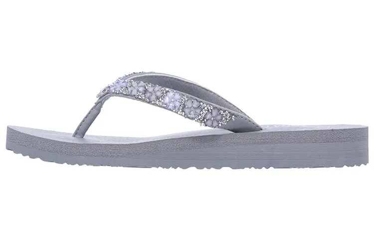 Skechers Meditation Rubber Sole Slide Slippers Women's Gray