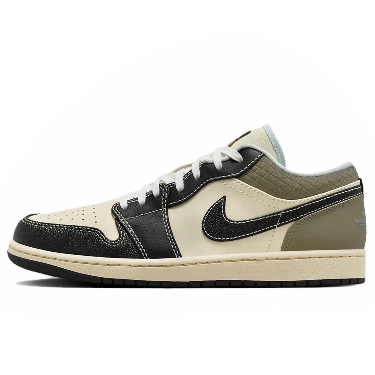 Jordan Air Jordan 1 Slip Resistant Abrasion Resistant Low top Vintage Basketball Shoes Men's Black