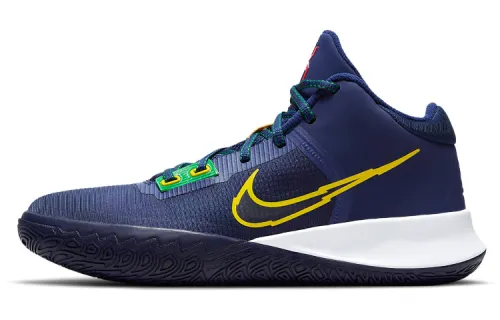 Nike Flytrap 4 Kyrie shock-absorbing, non-slip, wear-resistant mid-cut practical basketball shoes for men and women, blue and yellow, foreign version
