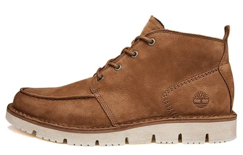 Timberland Casual Leather Shoes Men's High Top Brown