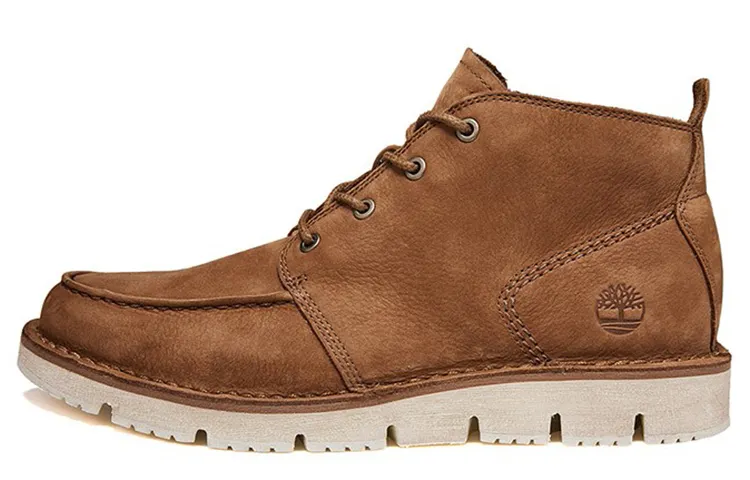 Timberland Casual Leather Shoes Men's High Top Brown