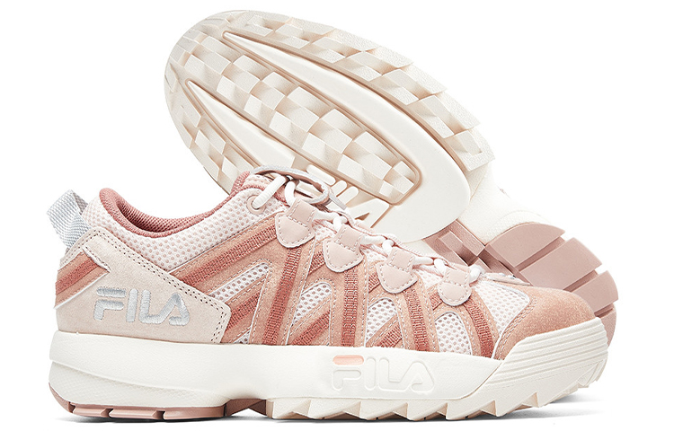 FILA FUSION Spaghetti Textile, Synthetic Leather Low top Vintage Basketball Shoes Women’s Old Rose