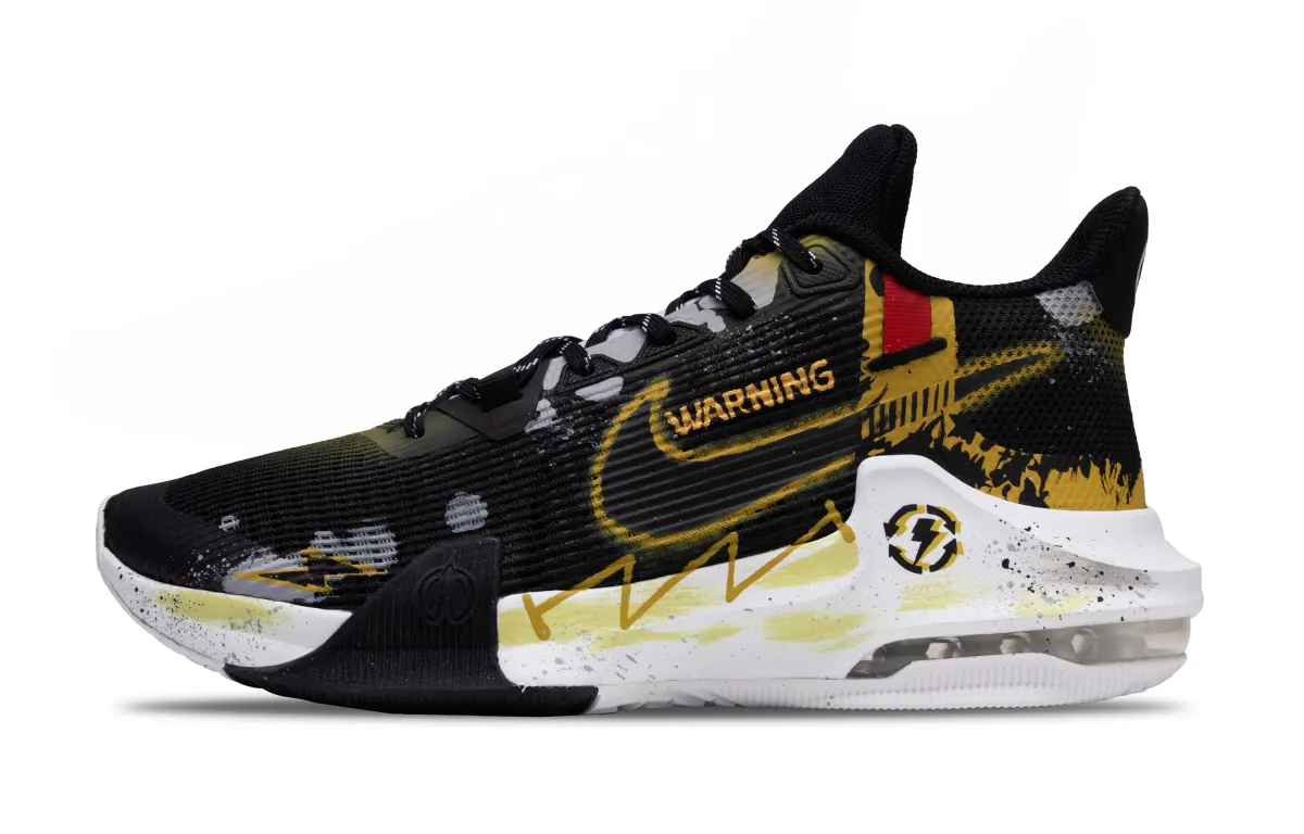 Nike Air Max Impact 3 Cushioning Coverage Abrasion Resistant Low top Basketball Shoes Men's Black Gold White