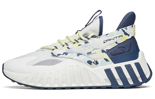 Anta Textile, Synthetic Leather Cushioning Slip Resistant Abrasion Resistant Low top Chunky Sneakers Men's White Blue