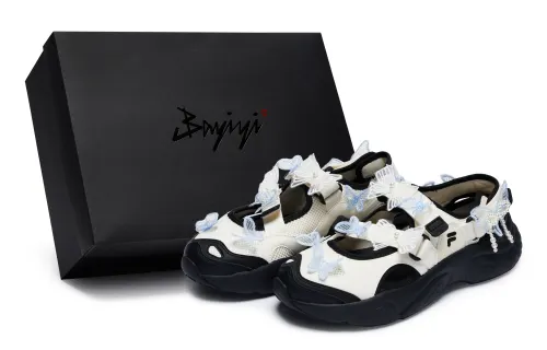 FILA FUSION Conch 811 Manufacturing, Butterfly Flower Language, Special Shoe Box Beach Sandals Women's White
