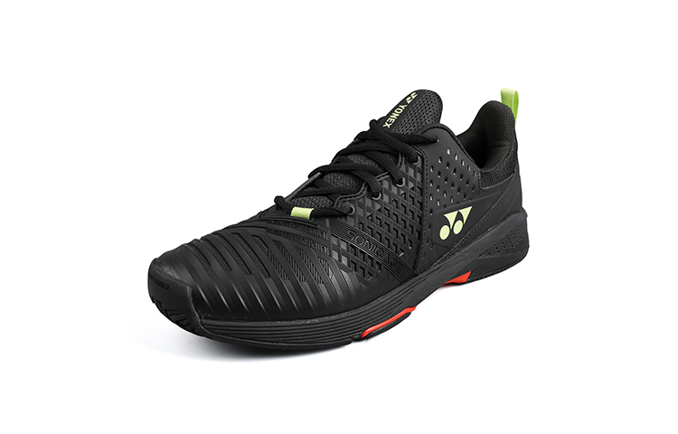 YONEX Power Cushion Sonicage 3 Textile, Leather Breathable Low top Tennis Shoes Unisex Black Cyan Lime Green