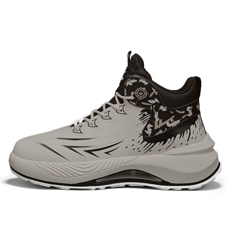 Warrior Cushioning Abrasion Resistant Height Increasing Mid top Basketball Shoes Men’s Gray Black
