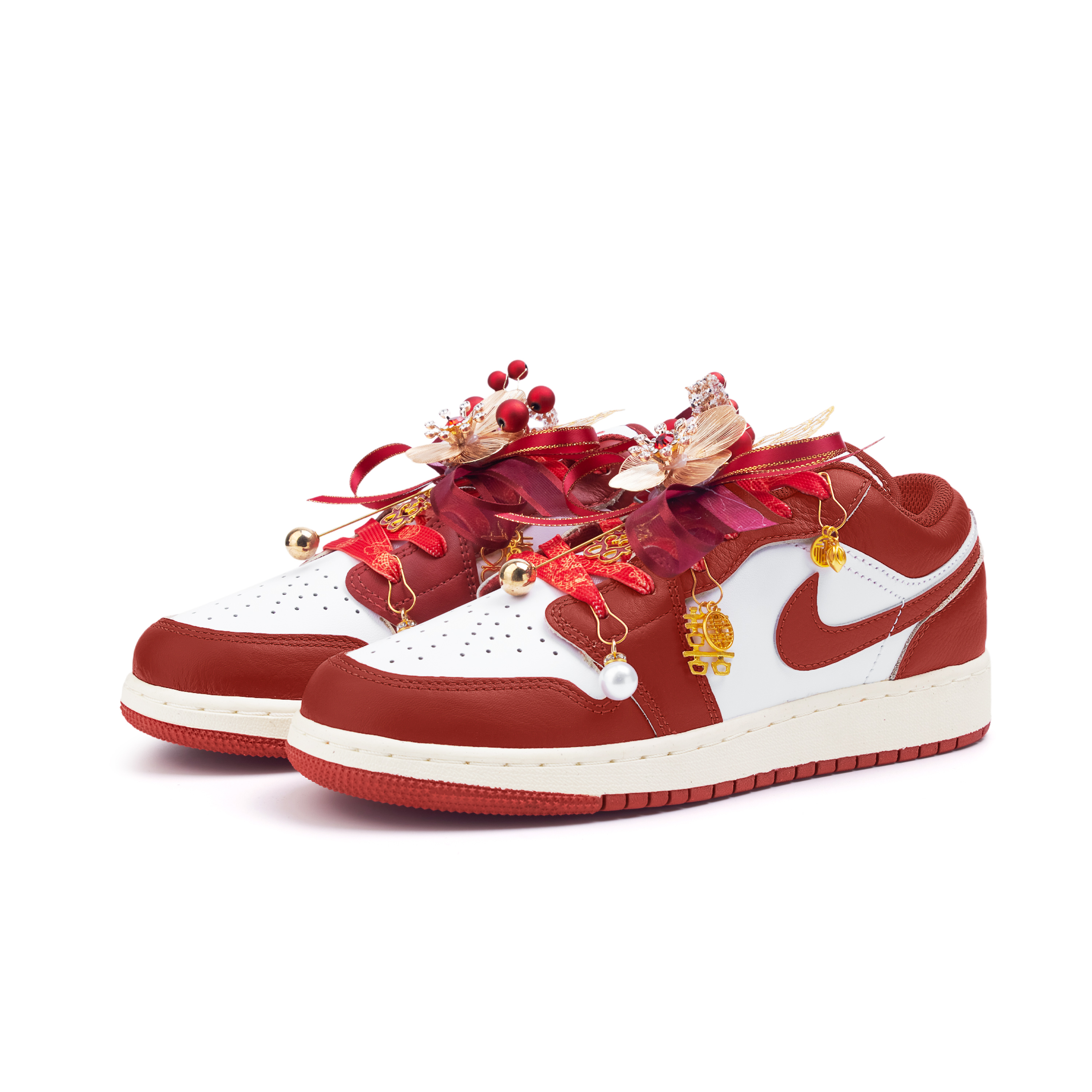 Jordan Air Jordan 1 Slip Resistant Abrasion Resistant Low top Vintage Basketball Shoes Women’s Red
