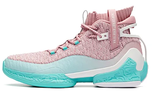 Anta UFO2.0 Cushioning Slip Resistant High top Basketball Shoes Men's Pink Green White