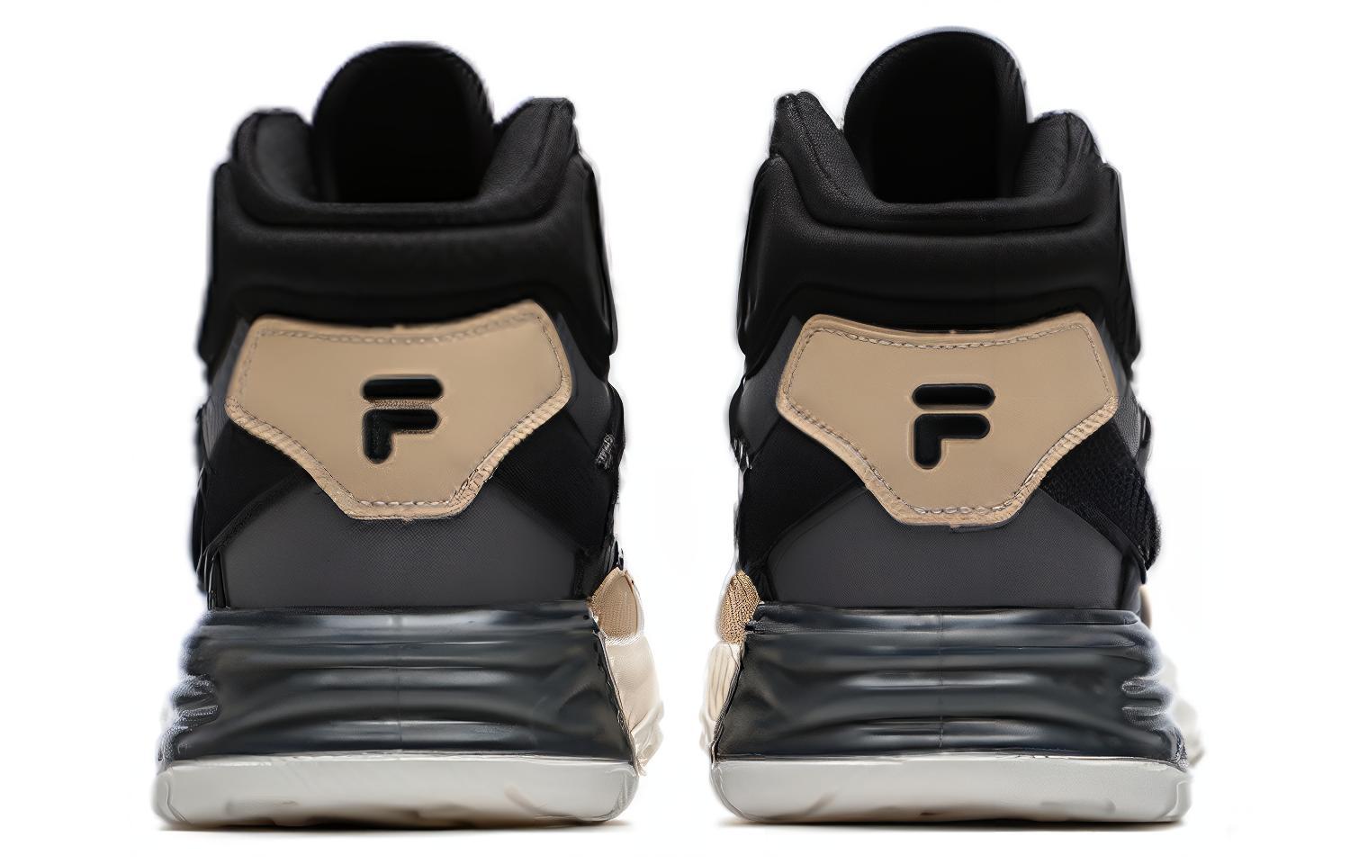 FILA FUSION FX 22 Textile, Synthetic Leather, Split Suede Mid top Vintage Basketball Shoes Men’s Black Gray