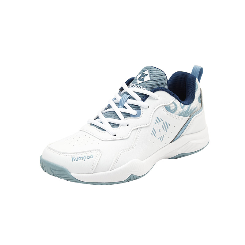 KUMPOO Cushioning Slip Resistant Support Low top Badminton Shoes Unisex White Blue