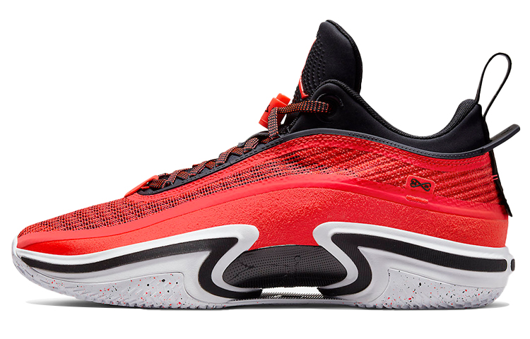 Jordan Air Jordan 36 Low PF \"Infrared\" round toe, comfortable, shock-absorbing, non-slip, wear-resistant, breathable, wrapped support, low-cut basketball shoes, men's red and black, domestic version