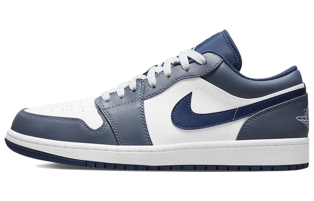 Jordan Air Jordan 1 low leather comfortable wear-resistant low-top retro basketball shoes men's navy blue
