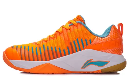 Li Ning Fabric Cushioning Slip Resistant Abrasion Resistant Low top Badminton Shoes Men's Orange