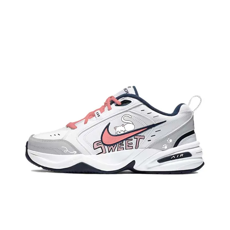 Nike Air Monarch 4 Slip Resistant, Abrasion Resistant, Height Increasing Low top Chunky Sneakers Unisex White Pink
