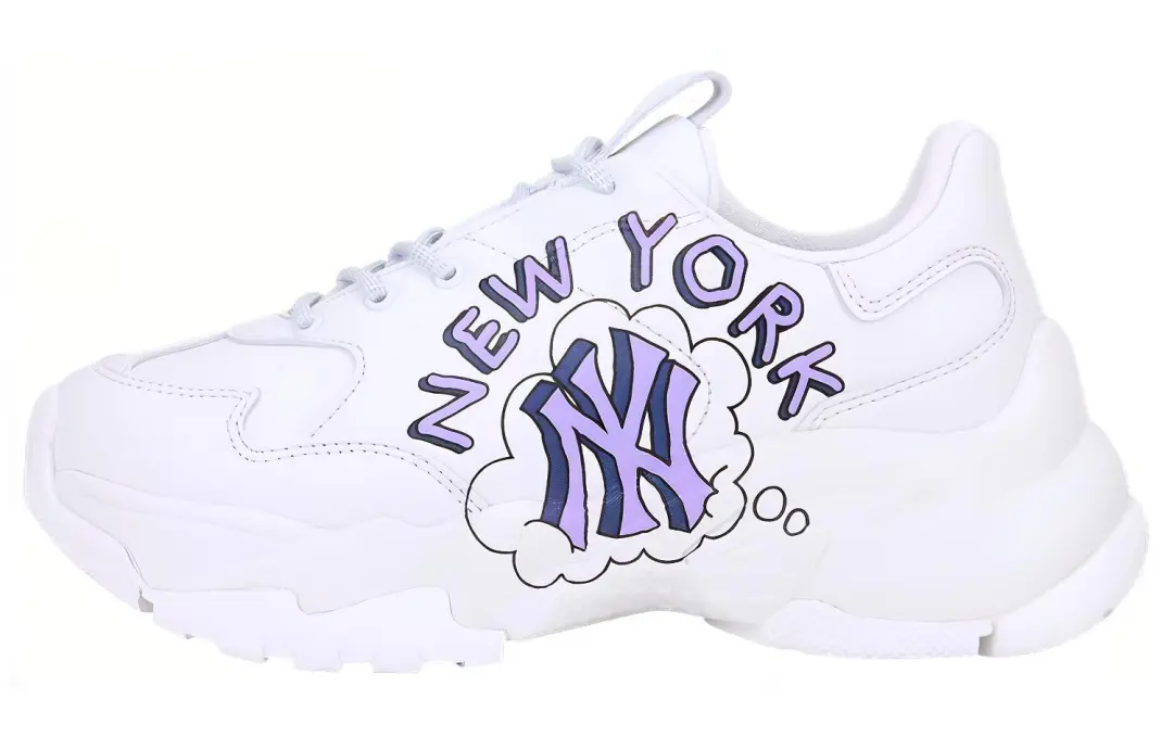 MLB Big Ball Chunky Sneakers Unisex Low Top White Purple