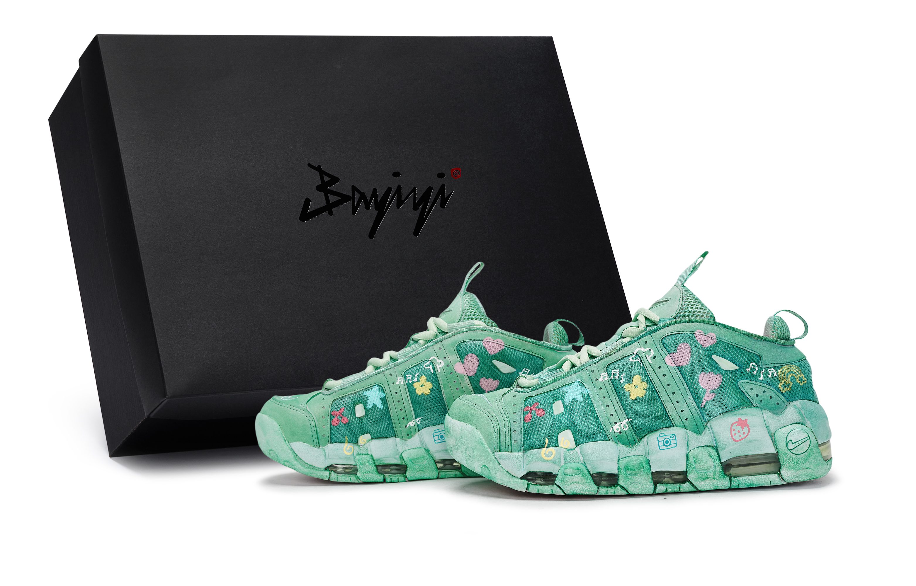 Nike Air More Uptempo 811 Manufacturing, Qingyu Mazi, Special Shoe Box Low top Vintage Basketball Shoes Unisex Green