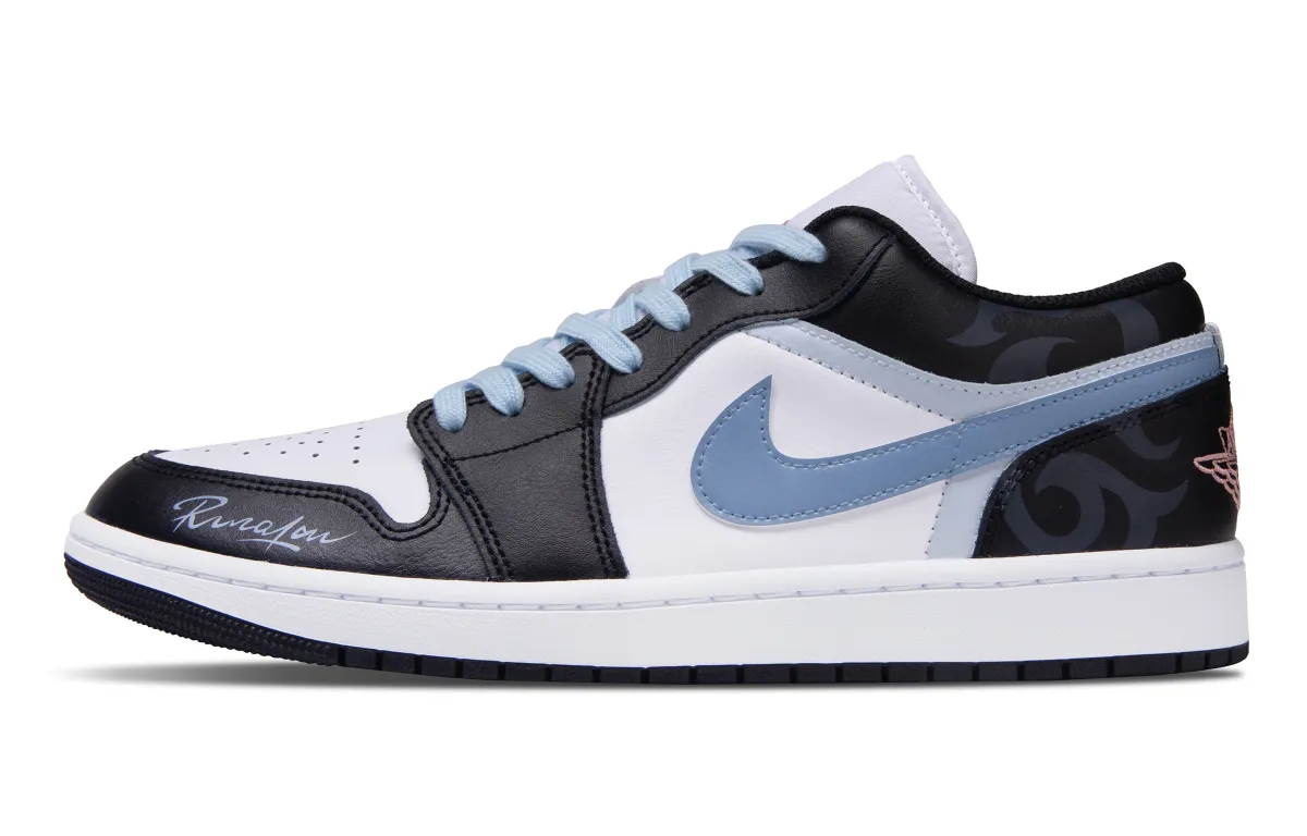 Jordan Air Jordan 1 Blue Moment Abrasion Resistant Low top Vintage Basketball Shoes Unisex Blue Black