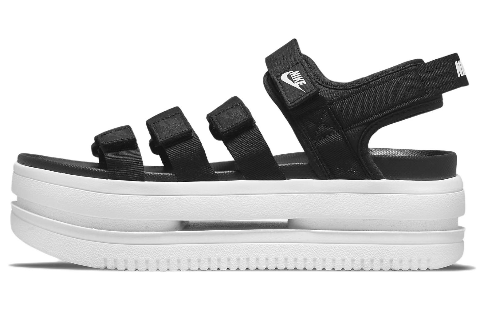 Nike Icon Classic nylon thick sole beach sandals women black and white