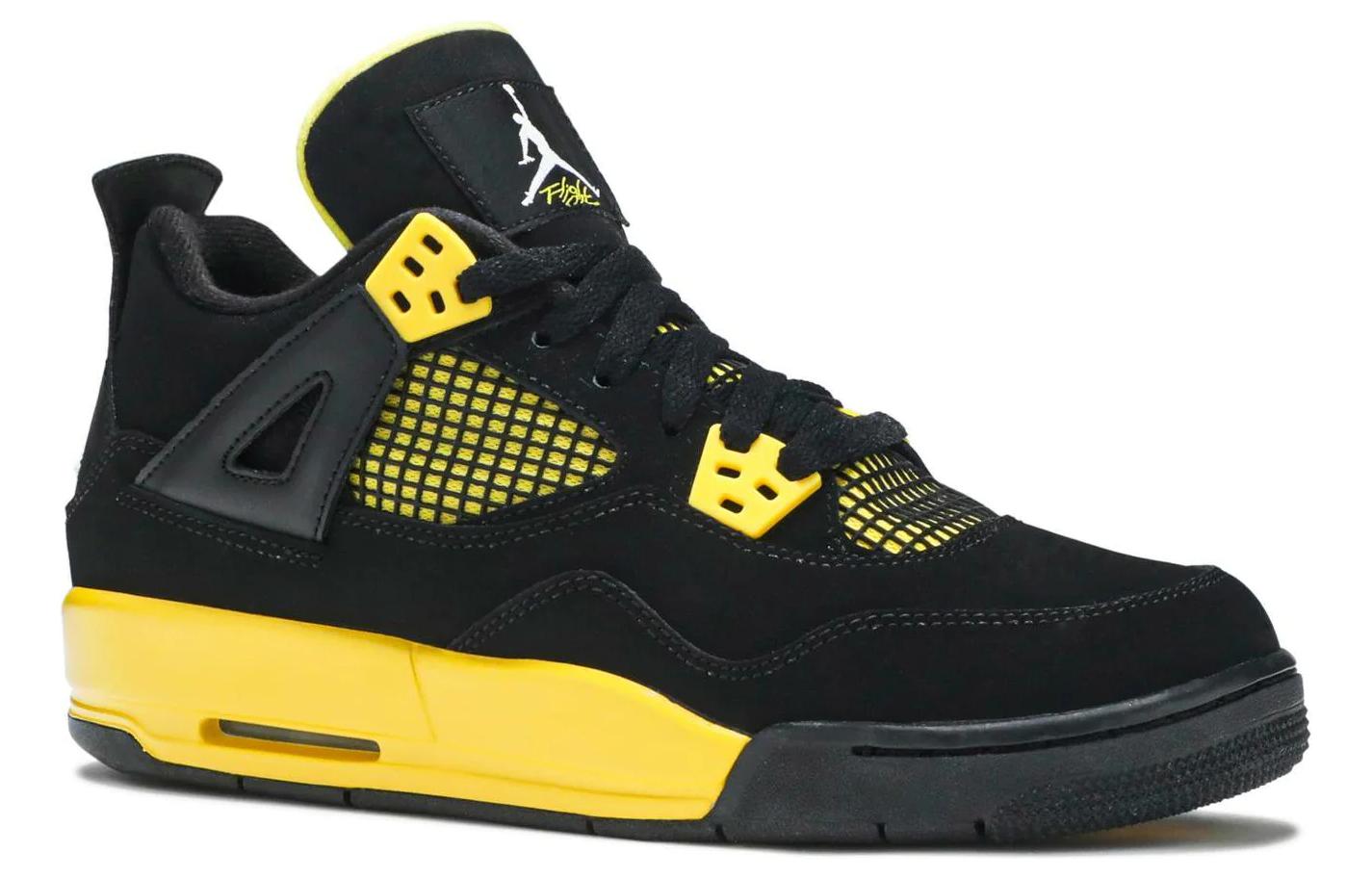 Женские кроссовки Jordan Air Jordan 4 (черно-желтые) — Чёрный / жёлтый — фото 3