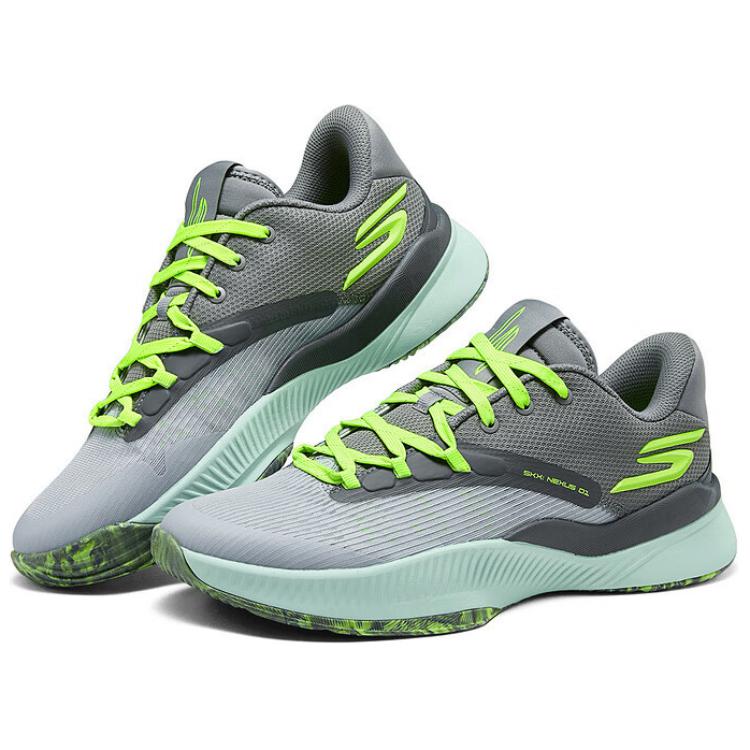 Skechers Abrasion Resistant Low top Basketball Shoes Men’s Gray Green
