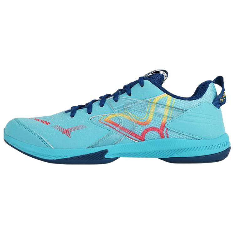 VICTOR Comfortable Cushioning Slip Resistant Low top Badminton Shoes Unisex Green Blue