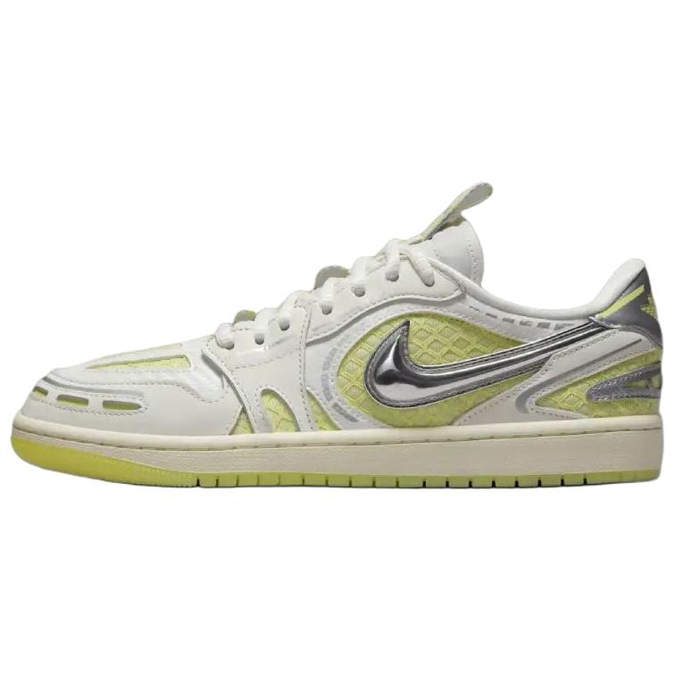 Jordan Air Jordan 1 Abrasion Resistant Breathable Low top Vintage Basketball Shoes Women's White Green